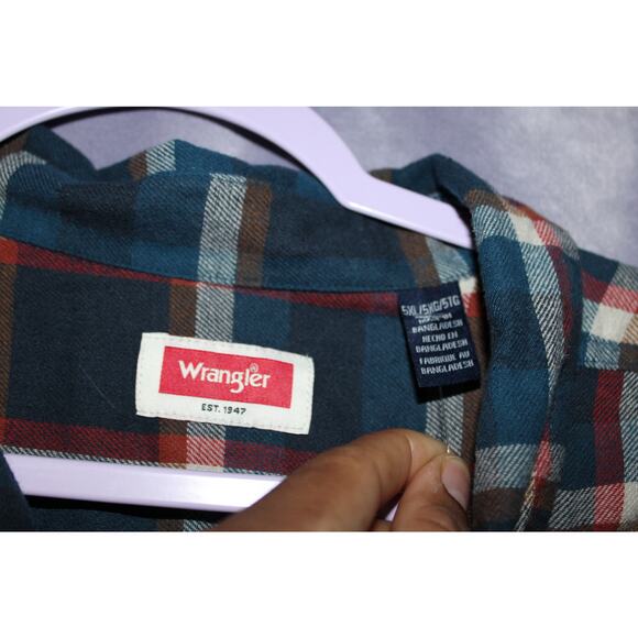 Wrangler Plaid Button Down Long Sleeve Shirt 5XL - Picture 4 of 6